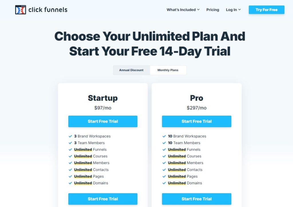 Pricing and Value ClickFunnels platform