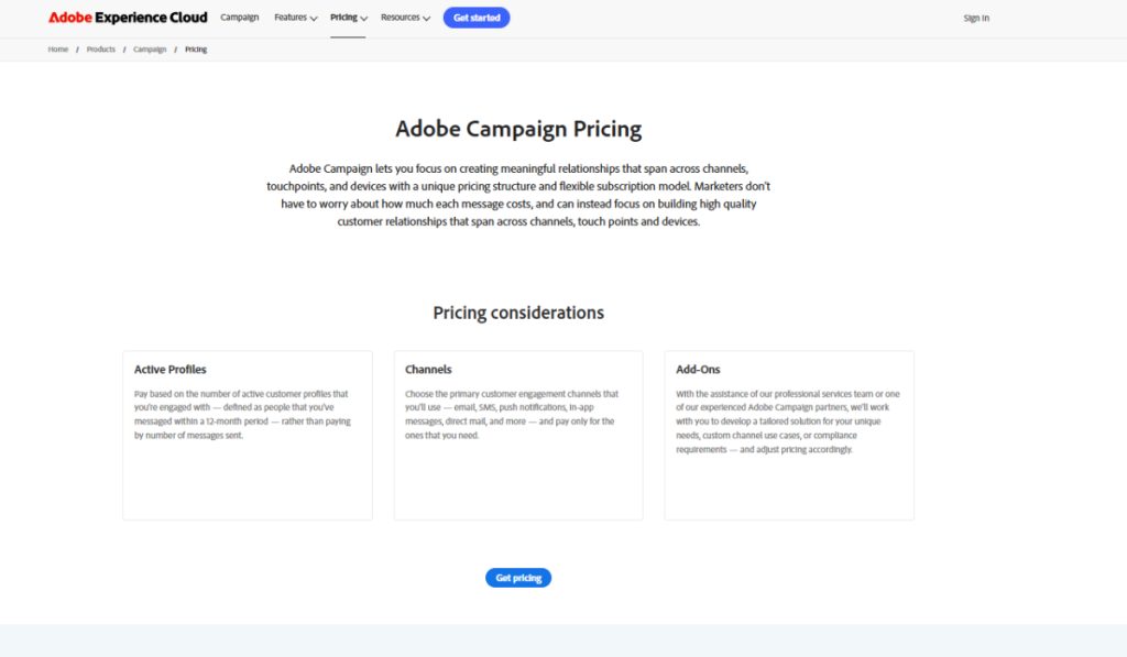 Pricing and Implementation Considerations-Adobe Campaign