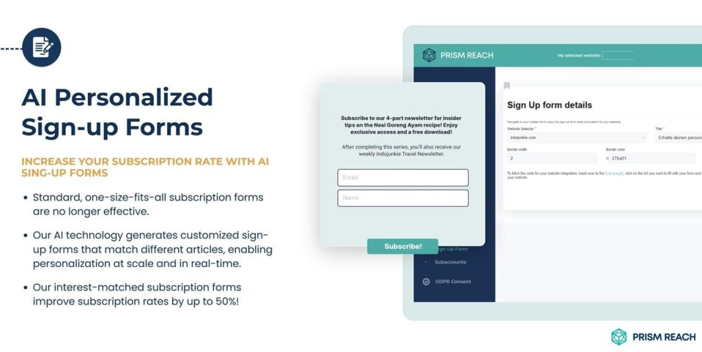 Key Features of Prism Reach - Personalized Sign up Forms